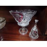 LARGE CUT GLASS BOWL WITH BELL