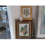 2X FRAMED CAPODIMONTE 3D FLORAL PLAQUES