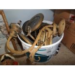 BUCKET OF ASSORTED BRASS ITEMS