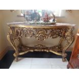 ANTIQUE FRENCH LOUIS XV STYLE MARBLE TOP & GILTWOOD CONSOLE TABLE