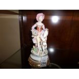 CAPODIMONTE LADY AND DOG FIGURINE