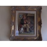 GILT FRAMED MAN ON VIOLIN PRINT BY ROY WALLACE