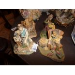 4X NATURECRAFT HANDCRAFTED STONEWARE FIGURINES