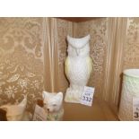 BROWN STAMPED BELLEEK OWL ORNAMENT