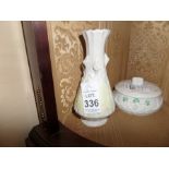 GREEN STAMPED BELLEEK VASE