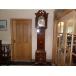 BRASS FACED INLAID GRANDFATHER CLOCK IN PERFECT CONDITION WITH KEYS
