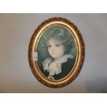 OVAL GILT FRAMED BOY PRINT