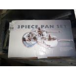 NEW 3 PIECE STAINLESS STEEL SAUCEPAN SET