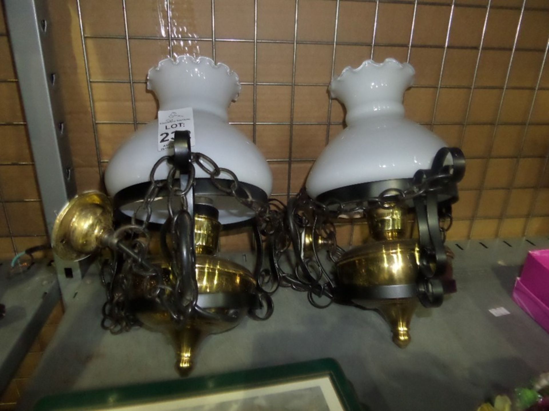 2 ORNATE BRASS LIGHT FITTINGS