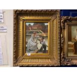 GILT FRAMED PAINTING "BY THE PIER"