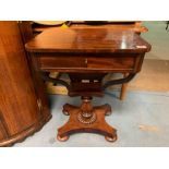 VICTORIAN MAHOGANY 1 DRAWER LAMP TABLE WITH BASKET