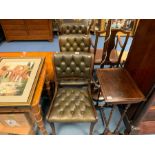 3 MAHOGANY AND LEATHER DINING CHAIRS