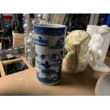 OLD BLUE AND WHITE BOTTLE COOLER