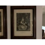 LARGE MAHOGANY FRAMED PRINT "MISS BOWLES"