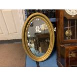 GILT FRAMED BEVELLED OVAL MIRROR