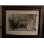 LARGE MAHOGANY FRAMED PRINT "THE NEW CURATE"