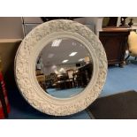 WHITE ROUND BEVELLED MIRROR