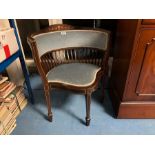 EDWARDIAN INLAID MAHOGANY TUB CHAIR