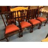 4 MAHOGANY UPHOLSTERED DINING CHAIRS