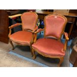 PAIR OF FRENCH STYLE OPEN ARMCHAIRS