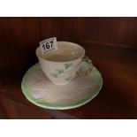 BELLEEK BLACK STAMP CUP & SAUCER