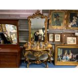 GOLD CONSOLE TABLE WITH MATCHING OVER MIRROR