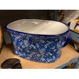 LARGE BLUE AND WHITE DELPH POT