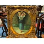 GILT FRAMED PAINTING OF A LADY (SIGNED)
