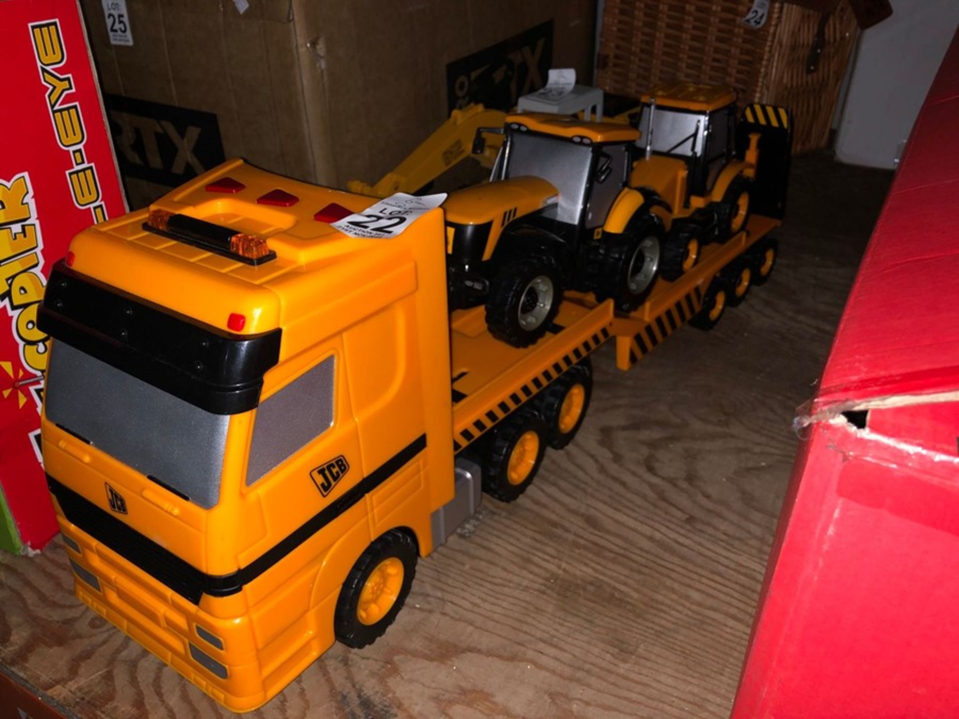 LARGE JCB MODEL LORRY WITH 2 TRACTORS