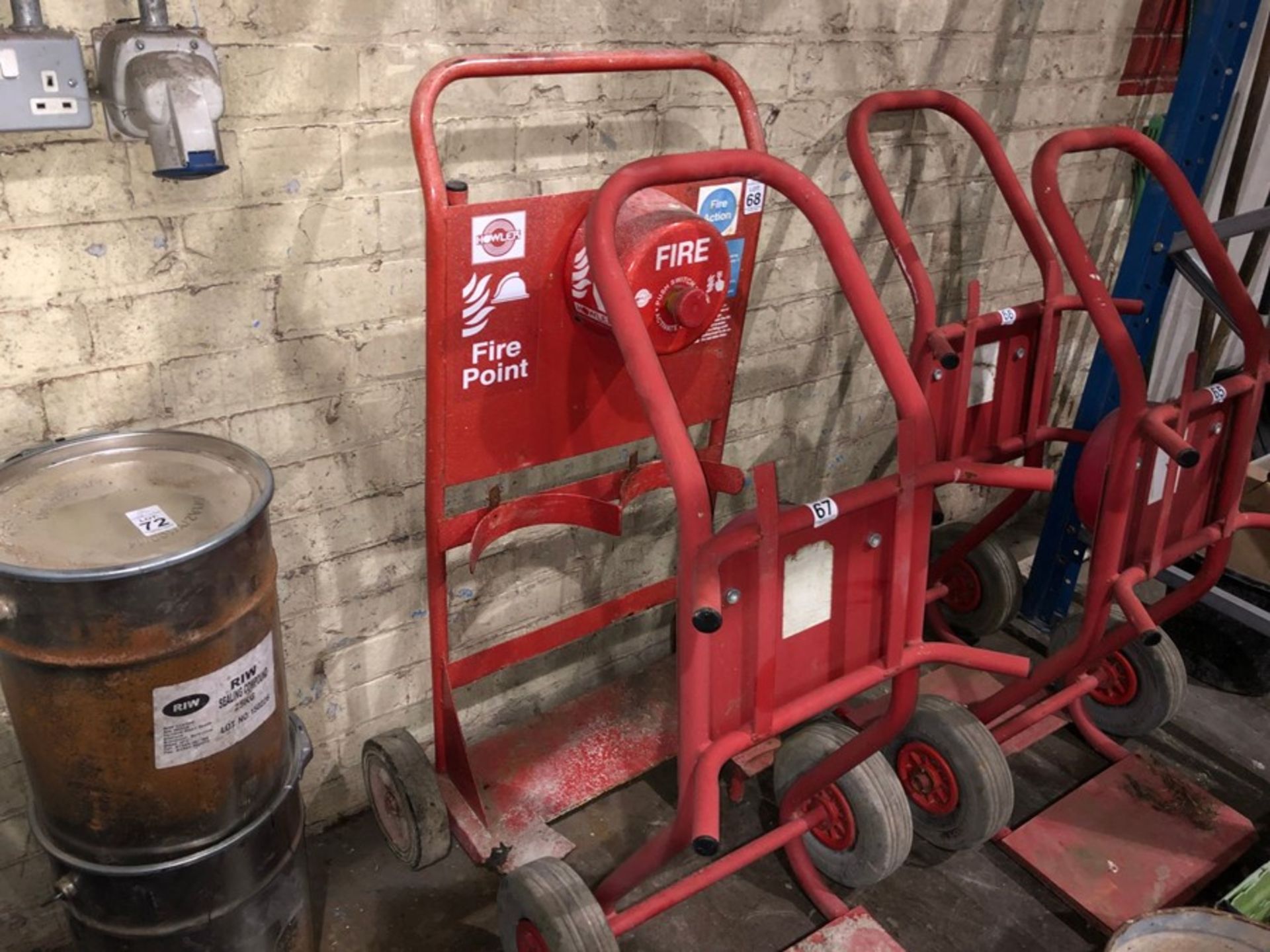RED FIRE EXTINGUISHER TROLLEY