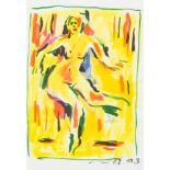 Mühl, OttoNude in front of yellow background, 10.03.1983ink and gouache on paperdated lower