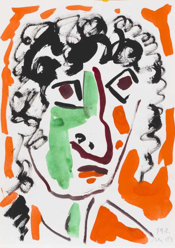 Mühl, OttoLadies portrait, 19.03.1985ink and oil colour on paperSigned and dated lower right16,9 x