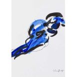 Kornberger, AlfredAbstracted nude in blue and blackink and gouache on paperSigned and dated lower