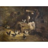 Birkinger, Franz XaverChickens in the horse stableoil on canvasSigned lower right19,3 x 25,