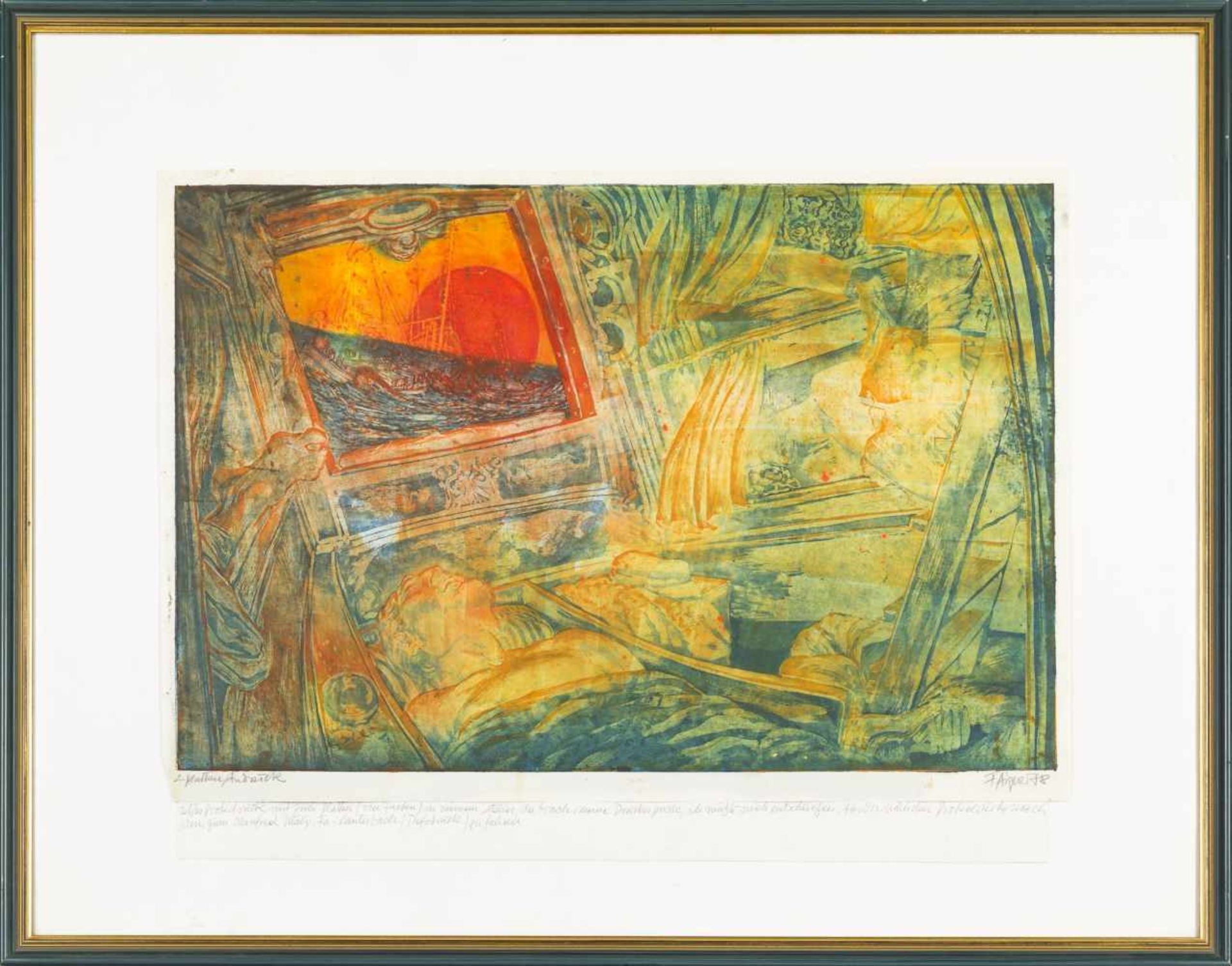 Aigner, FritzDer Traum,1978Color aquatint etching in two copper plates (last proof / misprint) - Bild 2 aus 5