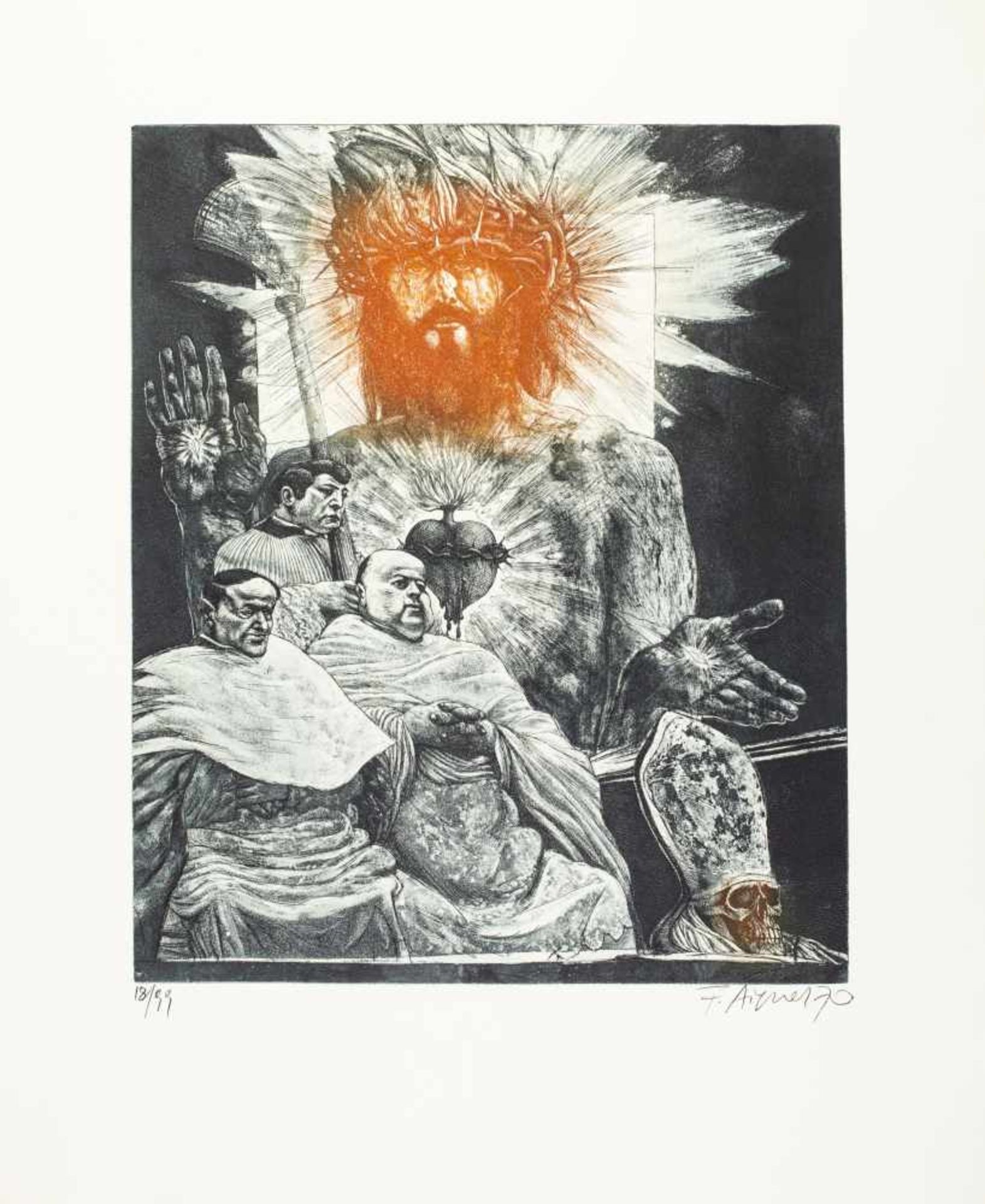 Aigner, FritzCycle Ecce Homo, 1970Aquatint etching with colored plaque in redEach of them signed and - Bild 24 aus 24