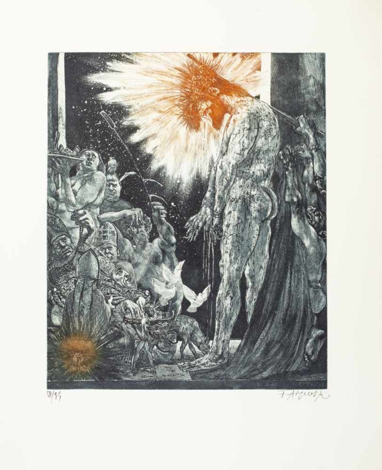 Aigner, FritzCycle Ecce Homo, 1970Aquatint etching with colored plaque in redEach of them signed and - Bild 6 aus 24