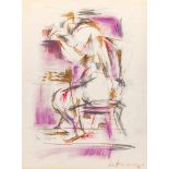 De Kooning, Willem Sitting figure Graphite, pastels, watercolor and colored ink pen on paper