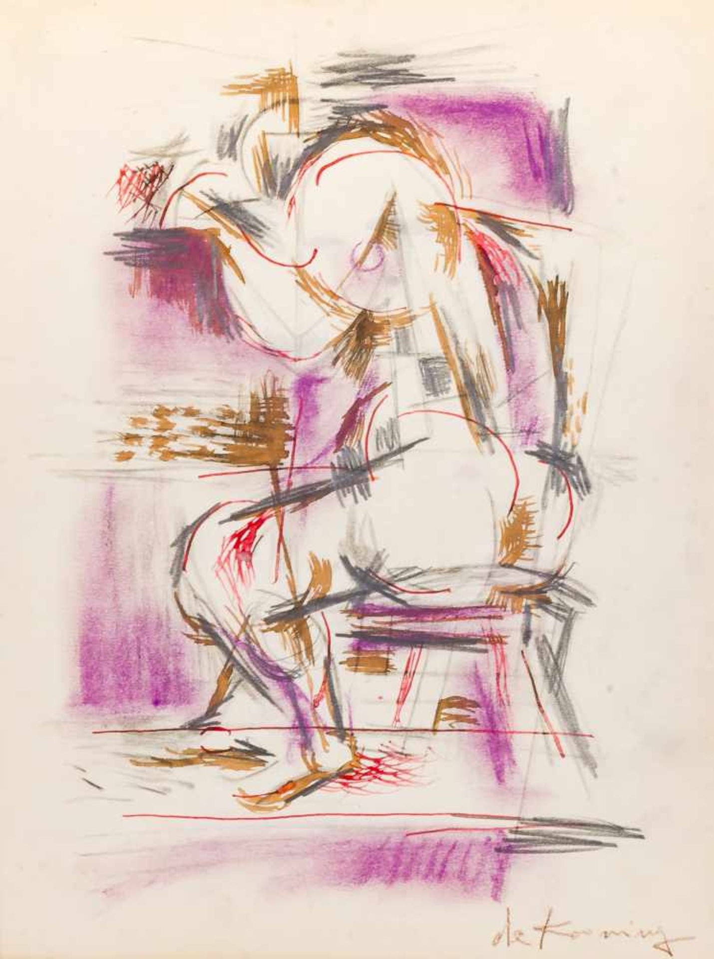 De Kooning, Willem Sitting figure Graphite, pastels, watercolor and colored ink pen on paper