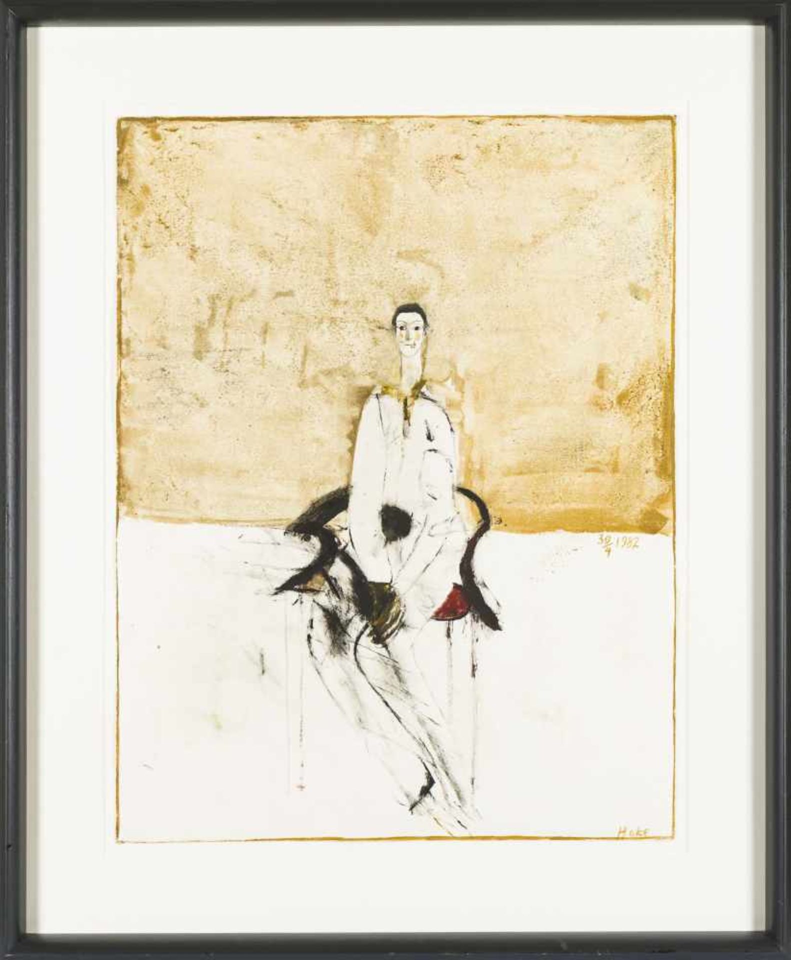 Hoke, GiselbertSeated, 30.4.1982Gouache and ink on paperLower right signed25,4 x 19,5framedIn the - Bild 2 aus 4