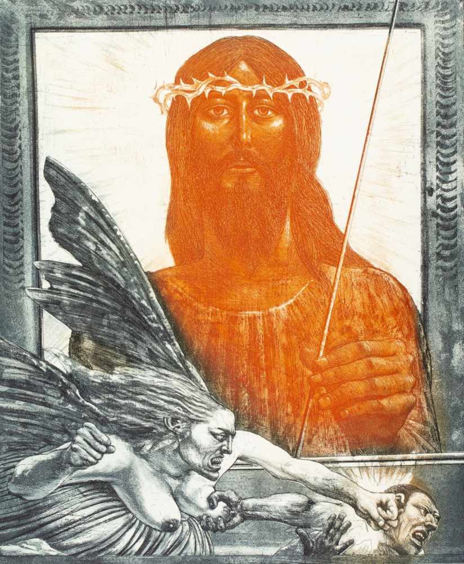 Aigner, FritzCycle Ecce Homo, 1970Aquatint etching with colored plaque in redEach of them signed and