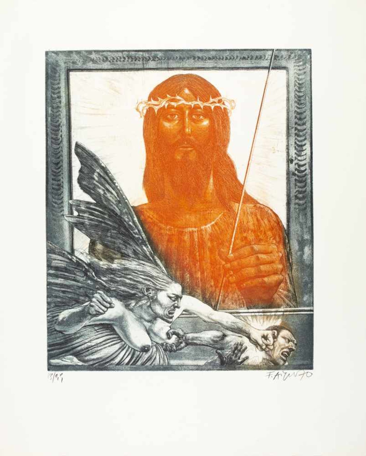 Aigner, FritzCycle Ecce Homo, 1970Aquatint etching with colored plaque in redEach of them signed and - Bild 2 aus 24