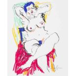 Kornberger, AlfredFemale sitting nude, 1983Soft pastels and ink on paperLower right signed10,3 x 8,