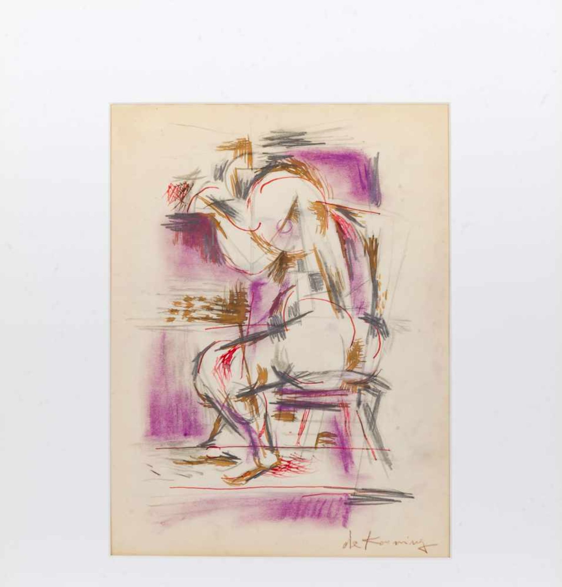 De Kooning, Willem Sitting figure Graphite, pastels, watercolor and colored ink pen on paper - Bild 5 aus 5