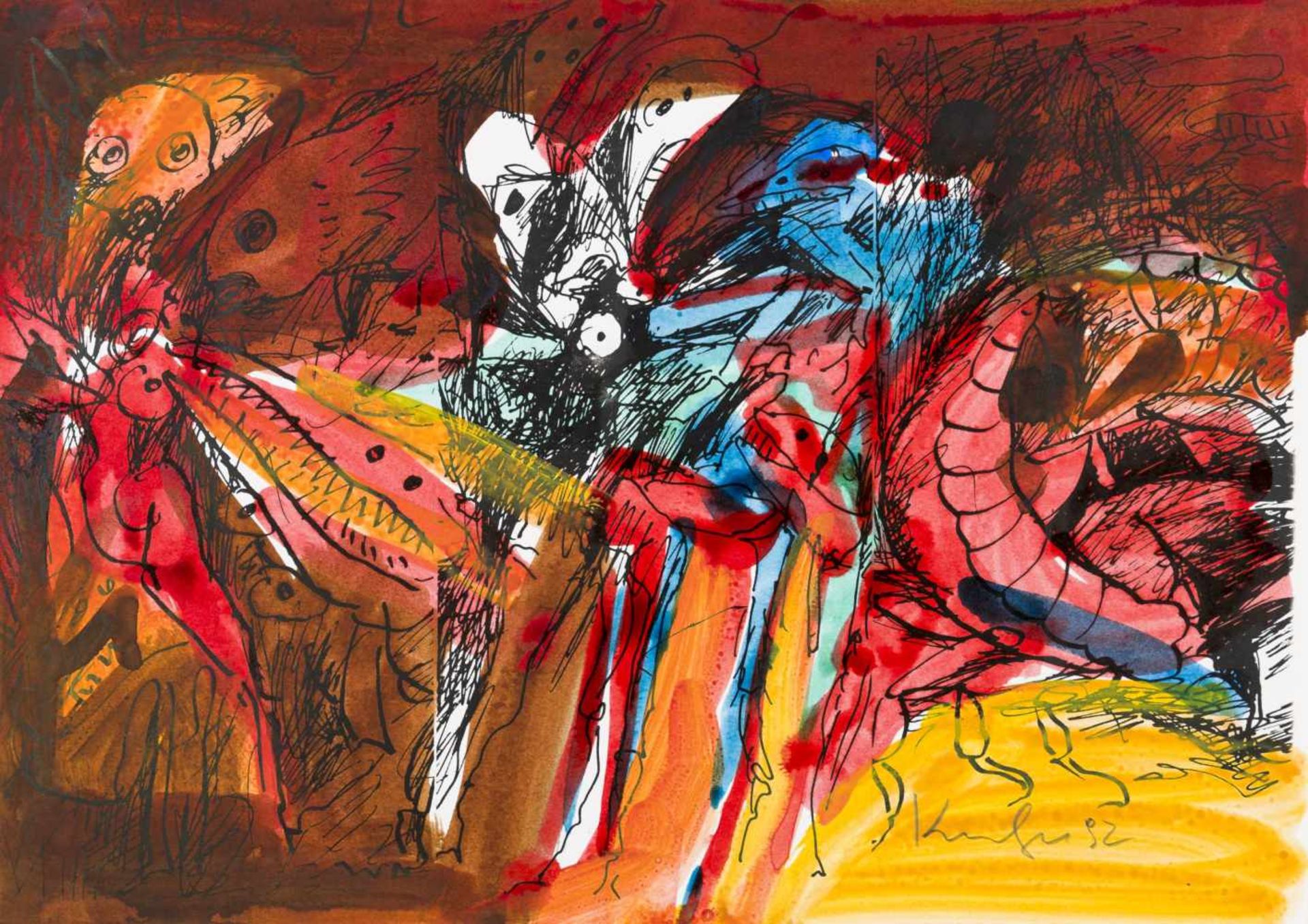 Kornberger, Alfred Untitled, 1992 Ink and watercolors on paper Lower right signed and dated 8,3 x