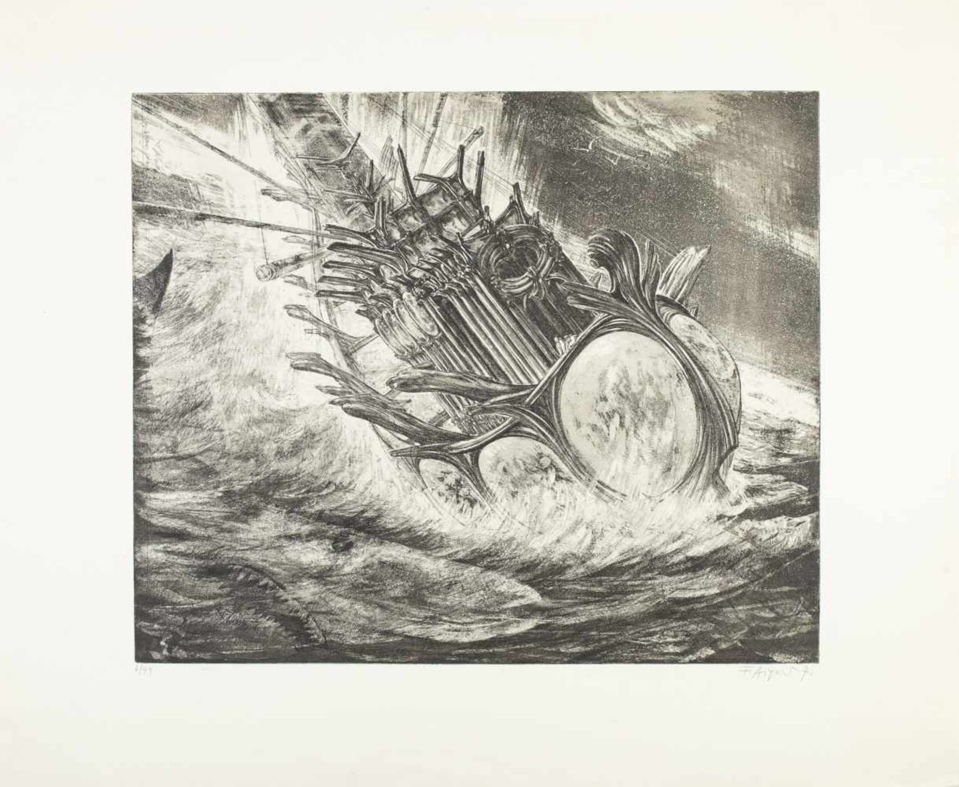 Aigner, FritzShark in sight, 1971Aquatint etchingLower right signed and dated, lower left - Bild 2 aus 4