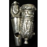 Cameronian Highlanders Victorian silver Officer's whistle, 2 screw posts to reverse. Both pieces
