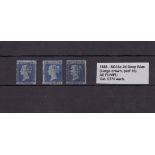 GB - 1858 SG36a 2d Deep Blue (large crown, perf 16), all FU/VFU cat £375 each (3)