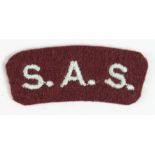 Cloth Badge: 1st Belgian S.A.S. Squadron WW2 embroidered felt shoulder title badge in excellent