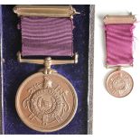 National Fire Brigades Union bronze LS Medal No 338. Cased, with matching Miniature Medal. (2)